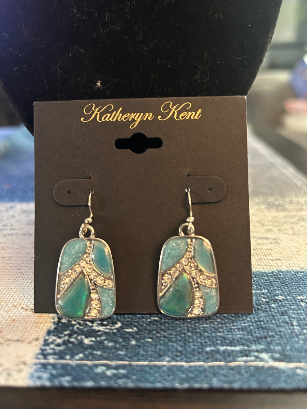 Teal and Silver Drop Earrings